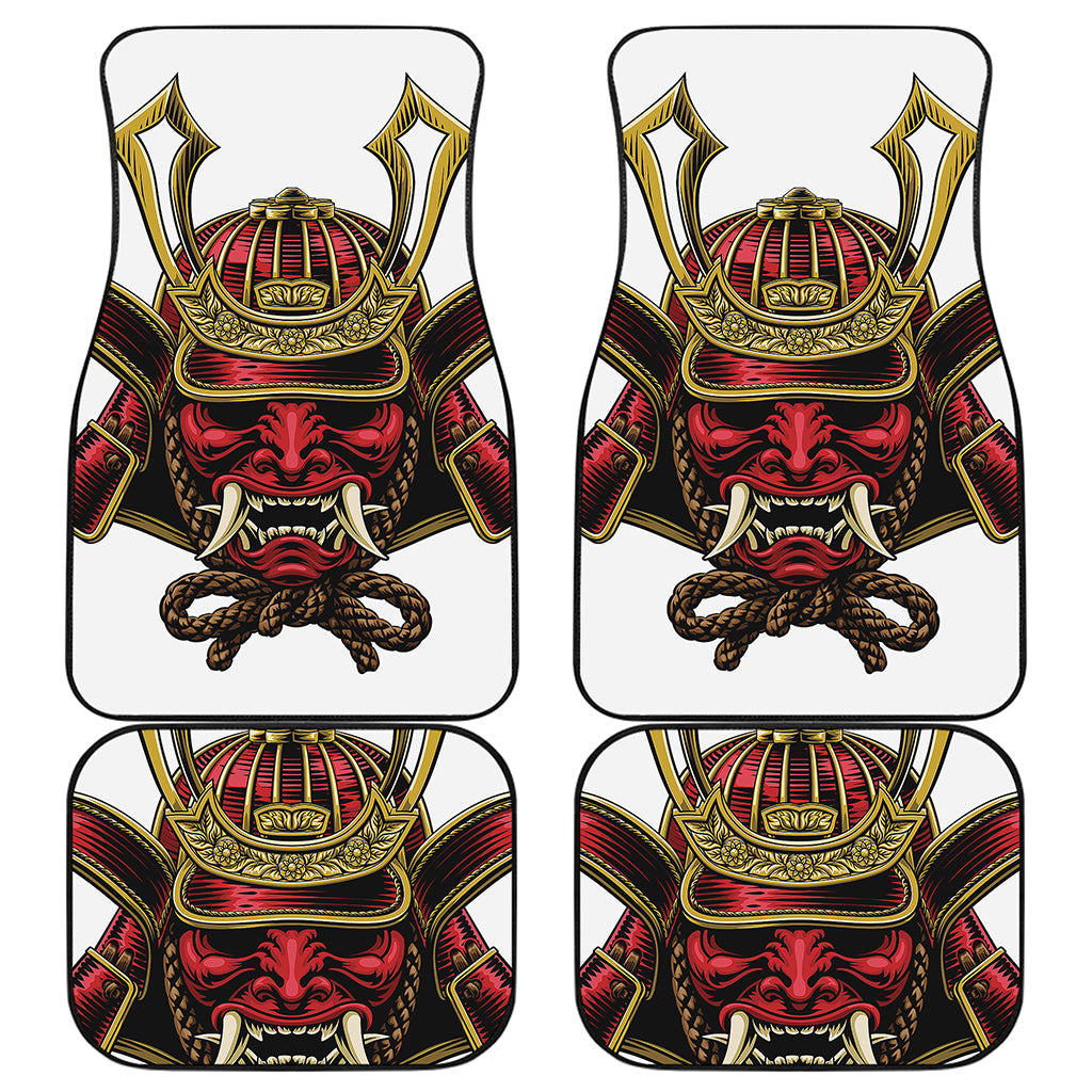 Japanese Samurai Helmet Print Front and Back Car Floor Mats