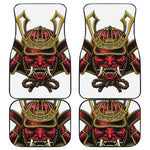 Japanese Samurai Helmet Print Front and Back Car Floor Mats