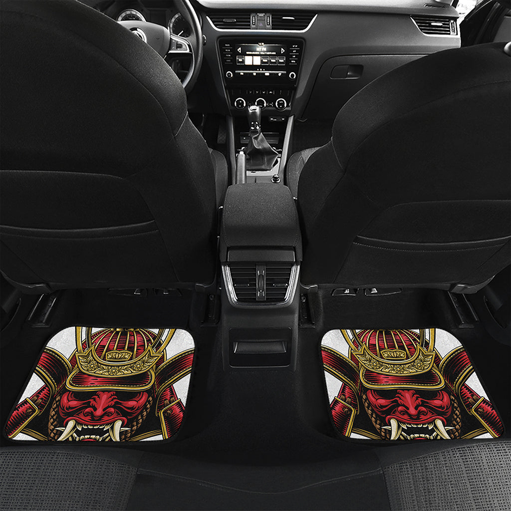 Japanese Samurai Helmet Print Front and Back Car Floor Mats