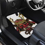 Japanese Samurai Helmet Print Front and Back Car Floor Mats