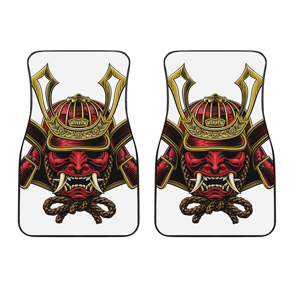 Japanese Samurai Helmet Print Front Car Floor Mats