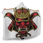 Japanese Samurai Helmet Print Hooded Blanket