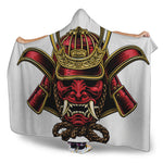 Japanese Samurai Helmet Print Hooded Blanket