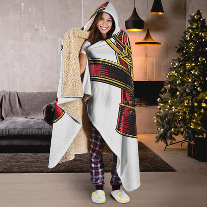 Japanese Samurai Helmet Print Hooded Blanket