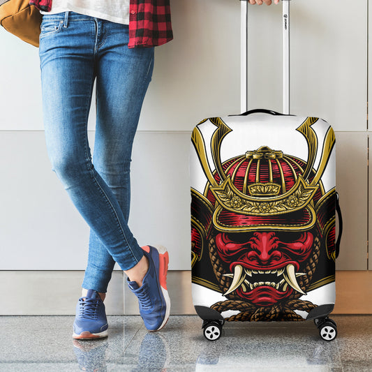 Japanese Samurai Helmet Print Luggage Cover