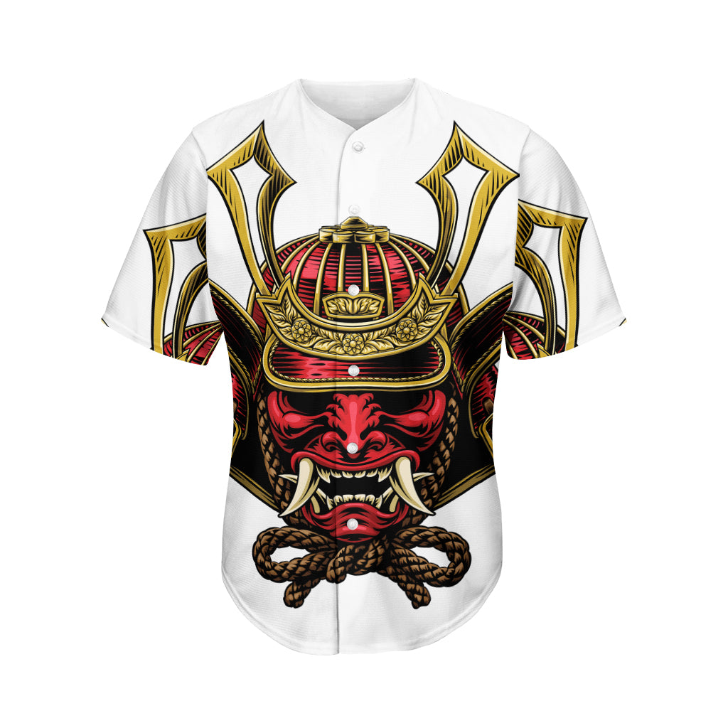 Japanese Samurai Helmet Print Men's Baseball Jersey