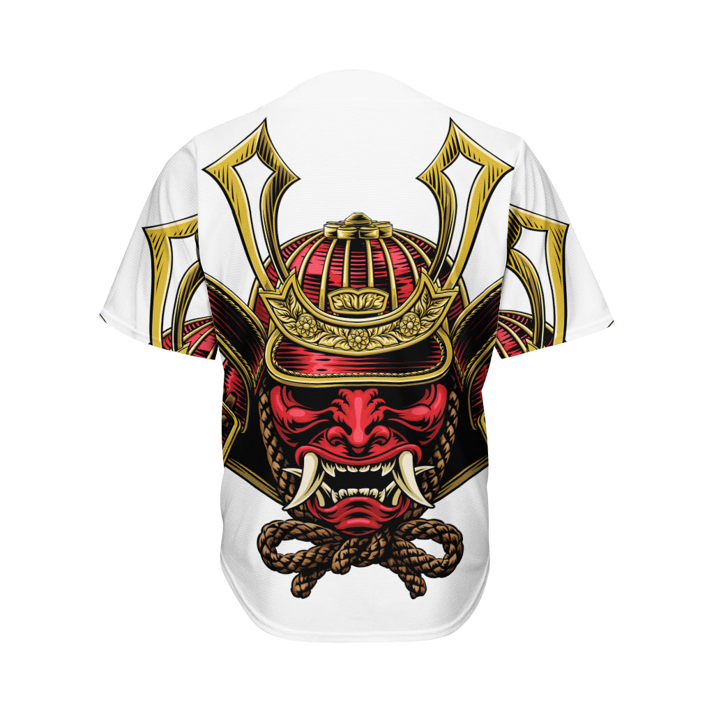 Japanese Samurai Helmet Print Men's Baseball Jersey