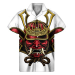 Japanese Samurai Helmet Print Men's Short Sleeve Shirt