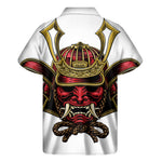 Japanese Samurai Helmet Print Men's Short Sleeve Shirt