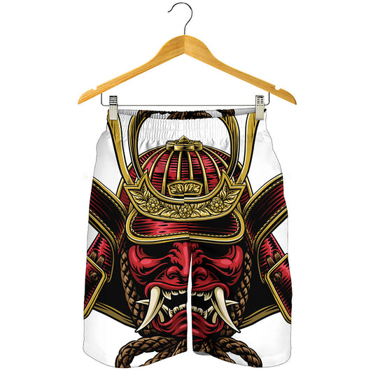 Japanese Samurai Helmet Print Men's Shorts