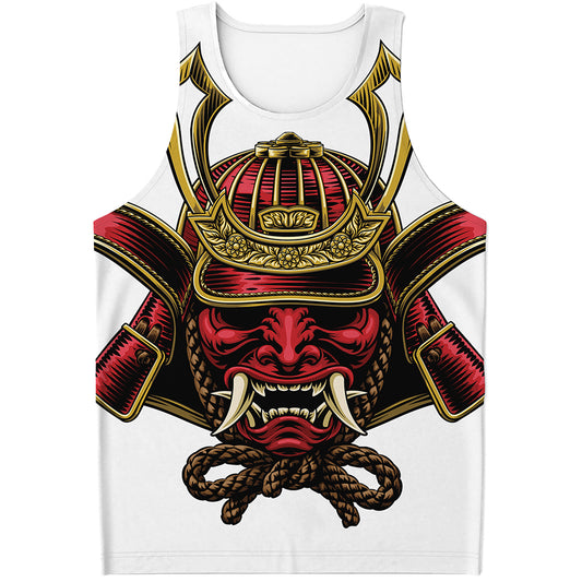 Japanese Samurai Helmet Print Men's Tank Top