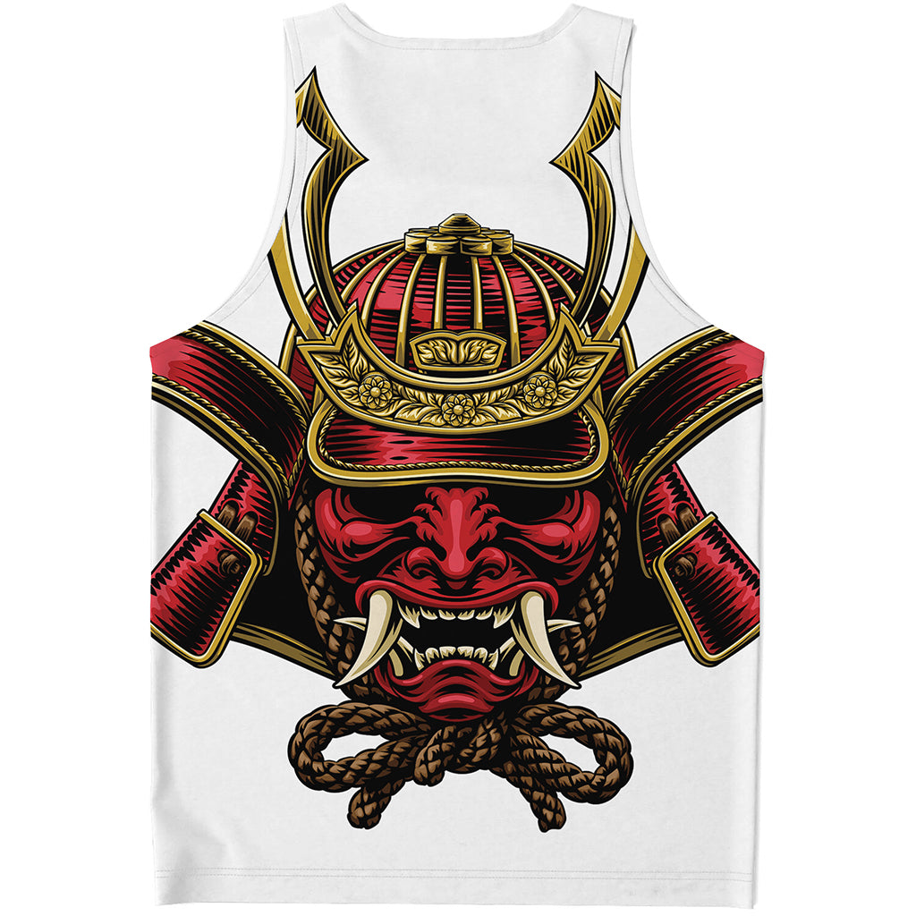Japanese Samurai Helmet Print Men's Tank Top