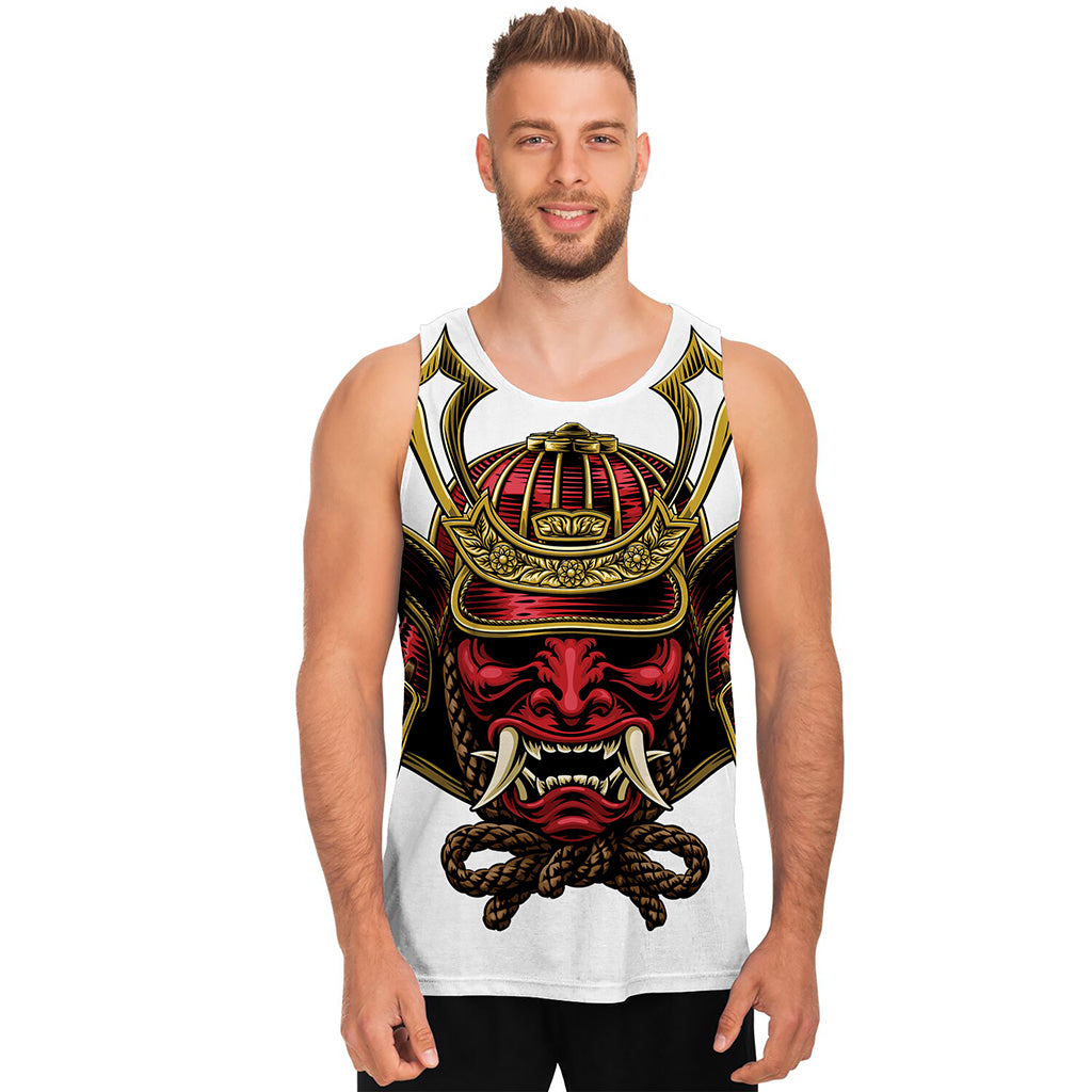 Japanese Samurai Helmet Print Men's Tank Top