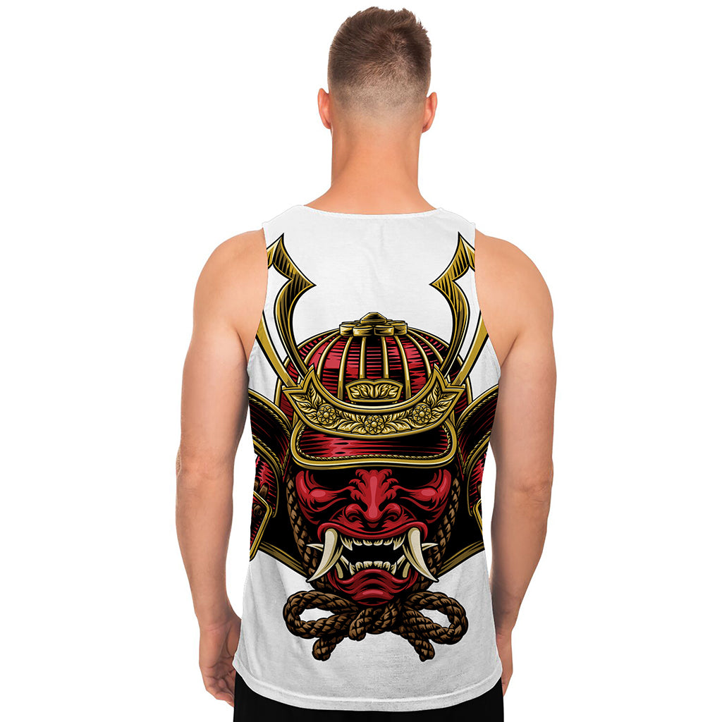 Japanese Samurai Helmet Print Men's Tank Top