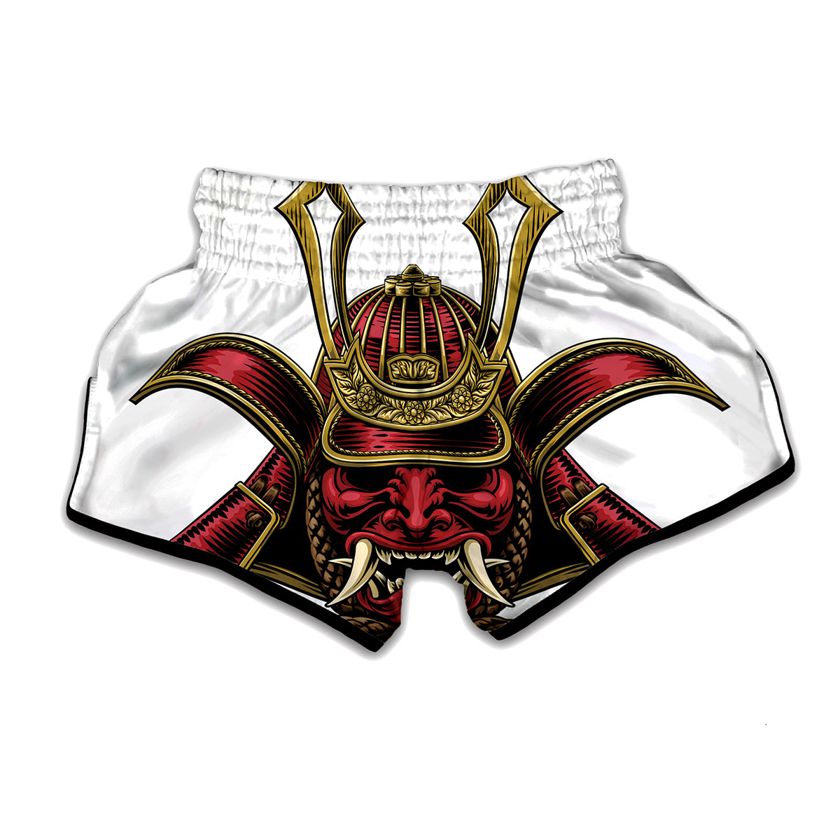 Japanese Samurai Helmet Print Muay Thai Boxing Shorts
