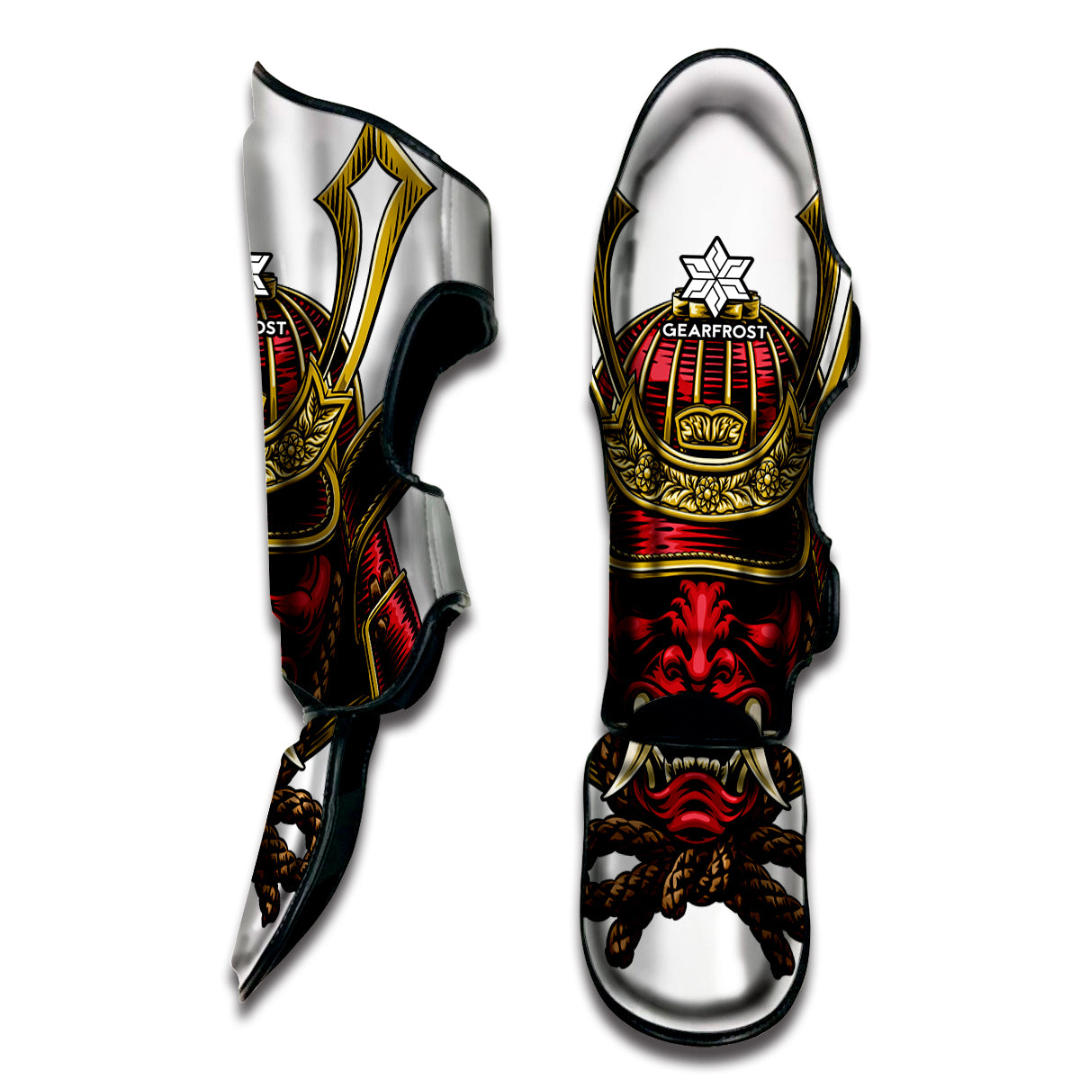 Japanese Samurai Helmet Print Muay Thai Shin Guard