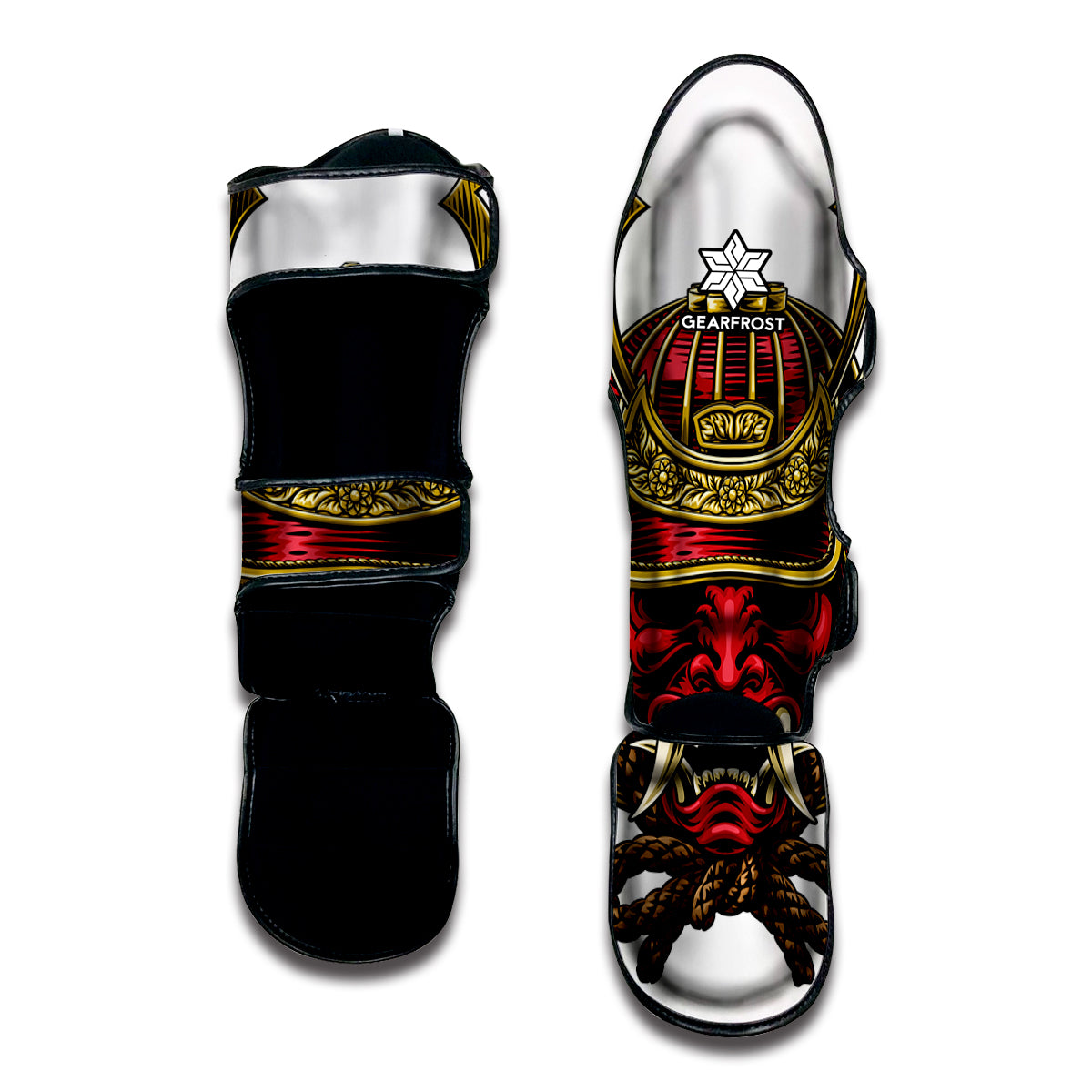 Japanese Samurai Helmet Print Muay Thai Shin Guard