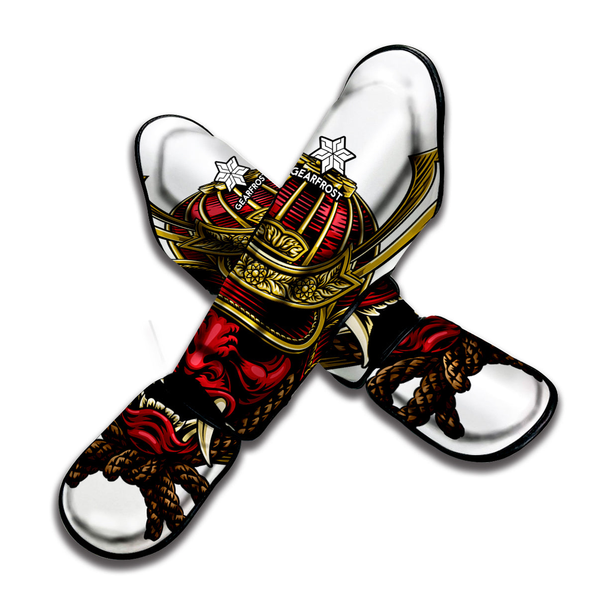 Japanese Samurai Helmet Print Muay Thai Shin Guard