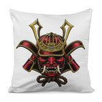 Japanese Samurai Helmet Print Pillow Cover