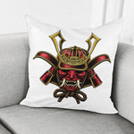 Japanese Samurai Helmet Print Pillow Cover