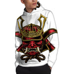 Japanese Samurai Helmet Print Pullover Hoodie