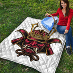 Japanese Samurai Helmet Print Quilt