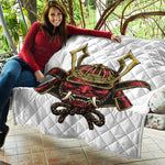 Japanese Samurai Helmet Print Quilt