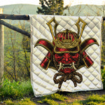 Japanese Samurai Helmet Print Quilt