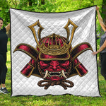 Japanese Samurai Helmet Print Quilt
