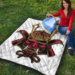 Japanese Samurai Helmet Print Quilt