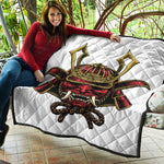 Japanese Samurai Helmet Print Quilt