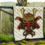 Japanese Samurai Helmet Print Quilt