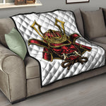 Japanese Samurai Helmet Print Quilt
