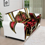 Japanese Samurai Helmet Print Sofa Cover
