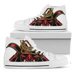 Japanese Samurai Helmet Print White High Top Shoes