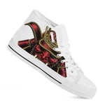 Japanese Samurai Helmet Print White High Top Shoes