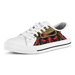 Japanese Samurai Helmet Print White Low Top Shoes