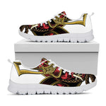 Japanese Samurai Helmet Print White Sneakers