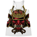 Japanese Samurai Helmet Print Women's Racerback Tank Top