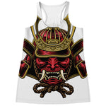 Japanese Samurai Helmet Print Women's Racerback Tank Top
