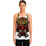 Japanese Samurai Helmet Print Women's Racerback Tank Top