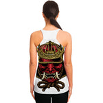 Japanese Samurai Helmet Print Women's Racerback Tank Top
