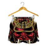 Japanese Samurai Helmet Print Women's Shorts
