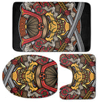 Japanese Samurai Mask Print 3 Piece Bath Mat Set