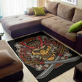 Japanese Samurai Mask Print Floor Mat