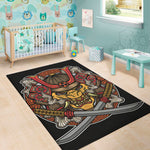 Japanese Samurai Mask Print Area Rug