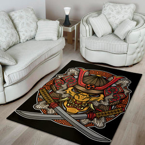 Japanese Samurai Mask Print Area Rug