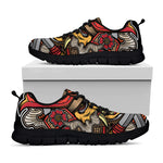 Japanese Samurai Mask Print Black Sneakers