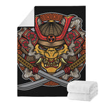 Japanese Samurai Mask Print Blanket