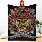 Japanese Samurai Mask Print Blanket